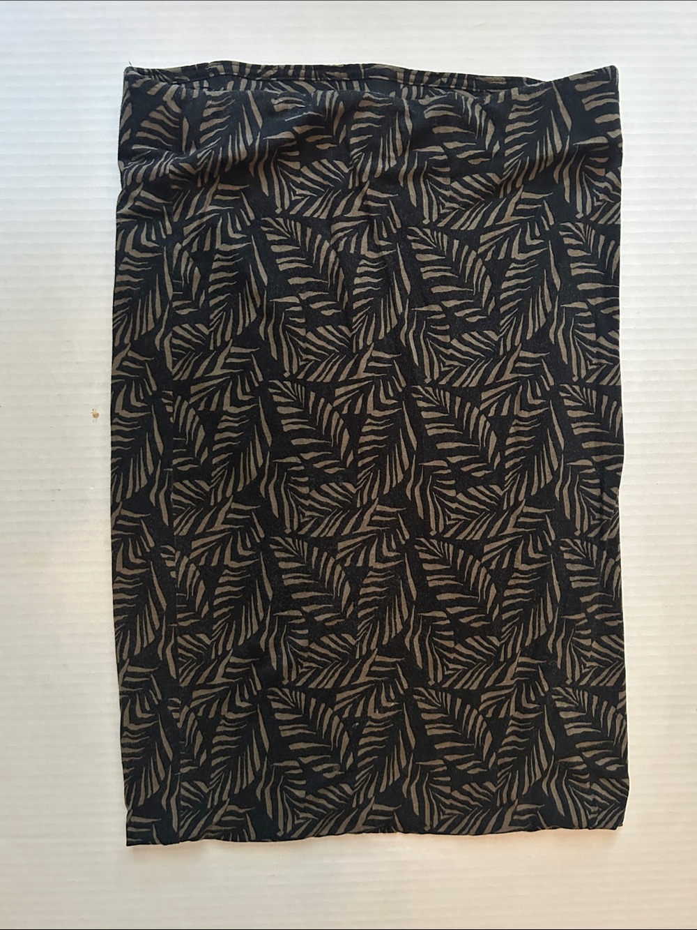LOFT Black Pencil Skirt with Taupe Leaf Pattern